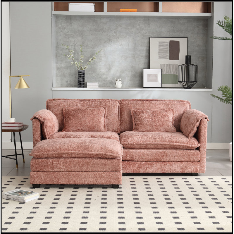 Canapé double surdimensionné luxueux avec tissu chenille et accoudoirs amovibles
