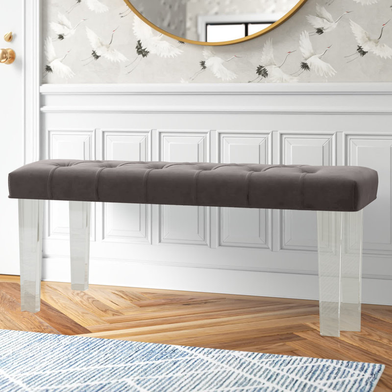 Lupa Polyester Upholstered Bench, Gray