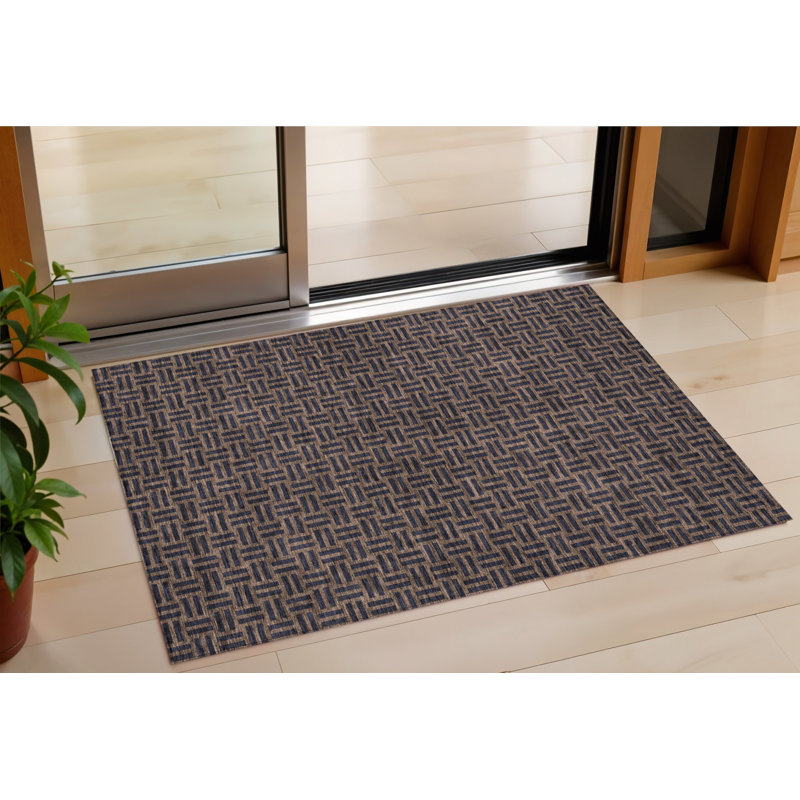 Tapis extérieur lavable géométrique 3 pi x 5 pi chocolat
