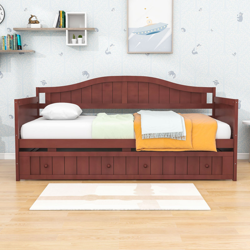 Niesha Twin Size Wooden Daybed with Trundle, Espresso