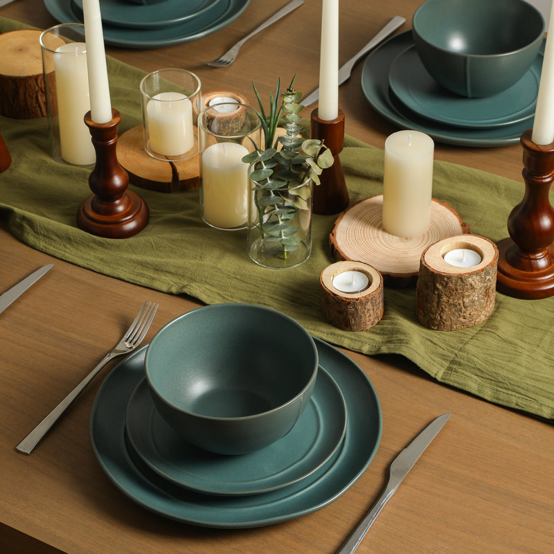 Stone Lain Infinity 12-Piece Dinnerware Set Stoneware, Green
