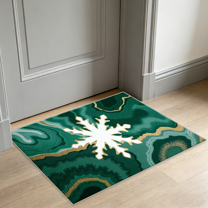 Green Agate Snowflake area rugs for Living Room, Soft and Comfortable, Suitable for all seasons, easy to maintain, machine washable Indoor floor mat, Under Table Farmhouse suitable for Bedroom, Dining Room, Study, Patio, Balcony, Home Decor