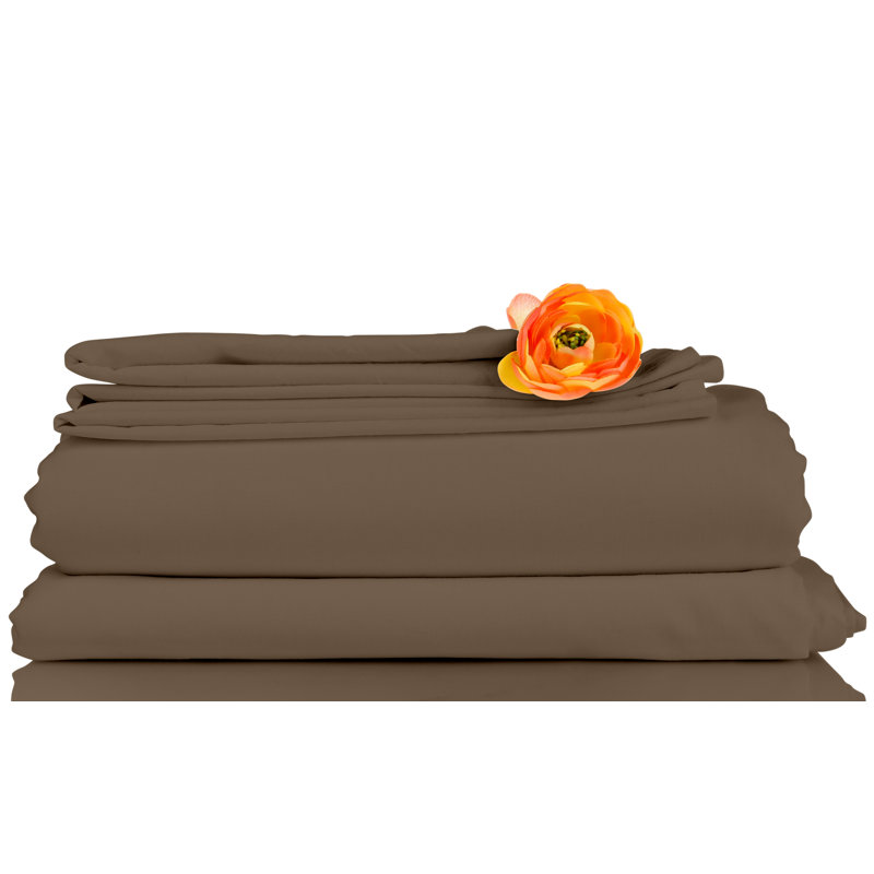 Bed Sheets Microfiber Sheet Set, Twin, Light Brown