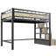 Lit mezzanine simple en bois avec rangement et escalier Mteal-54954113