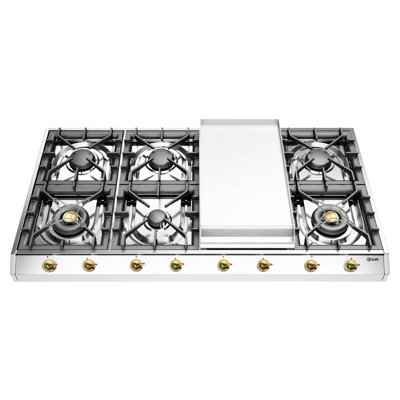 Plaque de cuisson à gaz ILVE Nostalgie II Series 48 po avec 8 brûleurs scellés et plaque de cuisson (propane liquide)