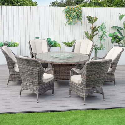 6 - Person Round Outdoor Dining Set With Cushions