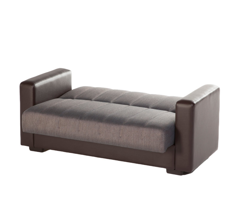 Nivea 63'' Upholstered Futon And Mattress, Brown 100% Polyester