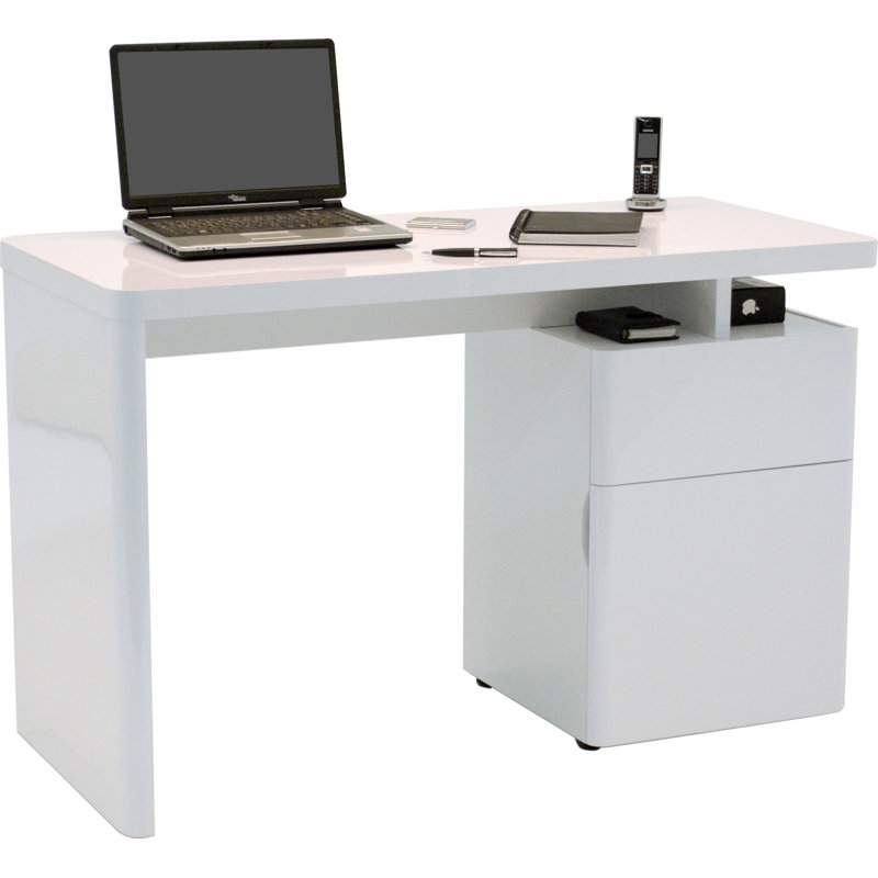 Hollice Writing Desk, High Gloss White