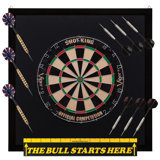 Viper Shot King Sisal Dartboard, Dartboard Backboard, "The Bull Starts Here" Throw Line Marker & Elite Steel Tip Darts
