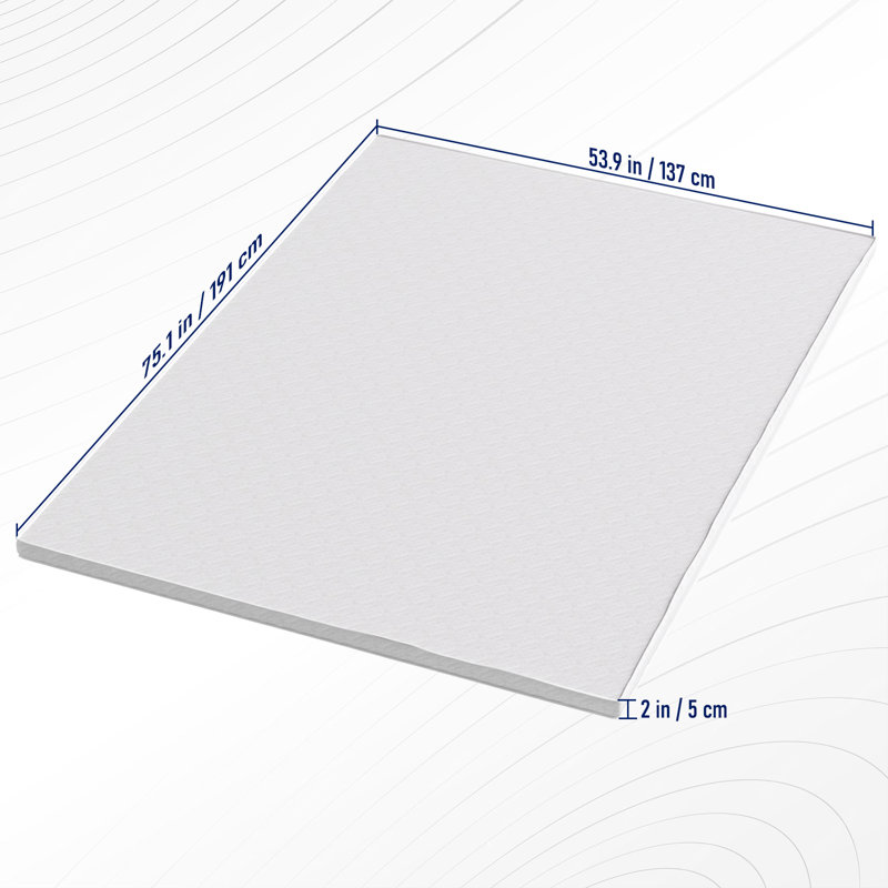 Full Size 2 Inch Foam Mattress Topper, 28Kg/M³ High Density Foam Bed Topper With Removable White Cover, Full
