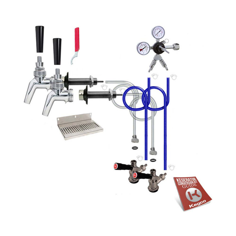 Kegco Stainless Steel Dual Tap Conversion Kit with Adjustable Temperature