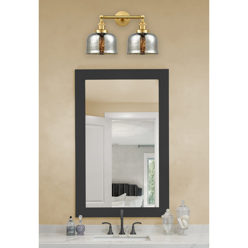 Bell - Luminaire de meuble-lavabo 19 po 2 lumières, Argent mercuré, Ampoule incandescente rétro 60 watts, Or satiné