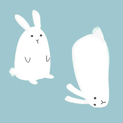 " Simple Staring Bunnies " Painting Print