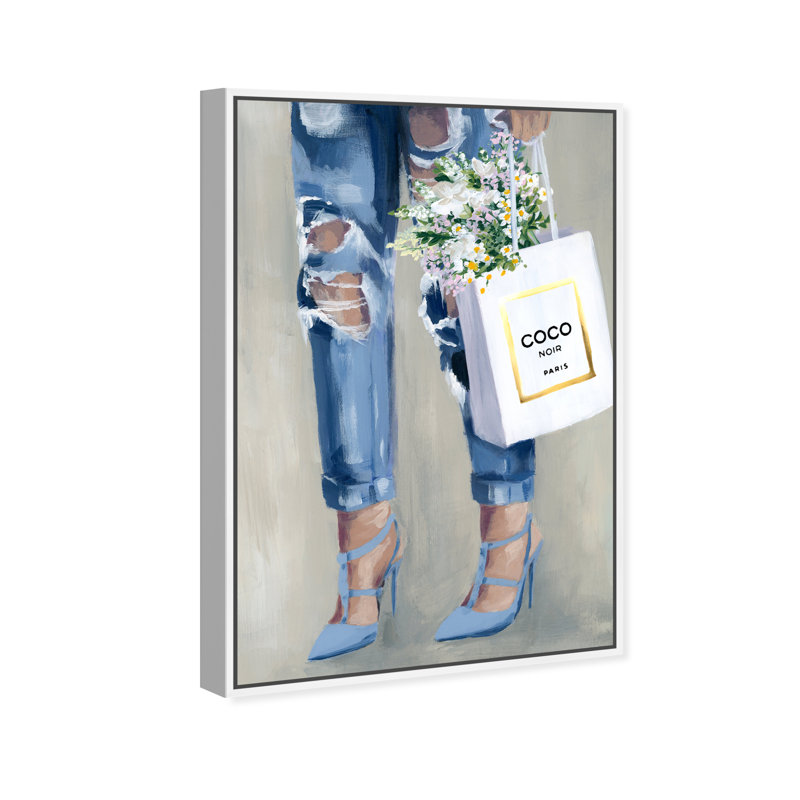 Denim Dream - Peinture sur toile, H 54 po x l 36 po, Toile avec cadre en bois blanc