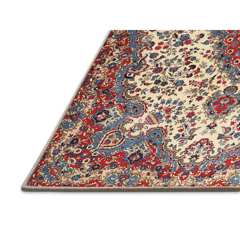 Tapis oriental rouge / ivoire Alishia, Rectangle 6 pi x 9 pi