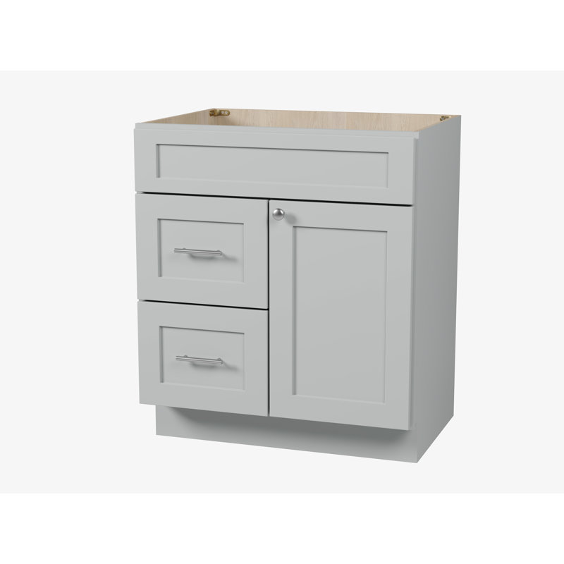 Disar 30'' Bathroom Vanity With Left Drawer Base Only, Gray