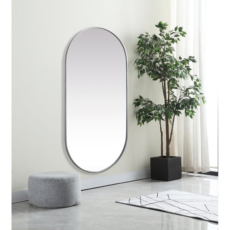 Elington Metal Oval Mirror, Silver, 60"  x 30" 
