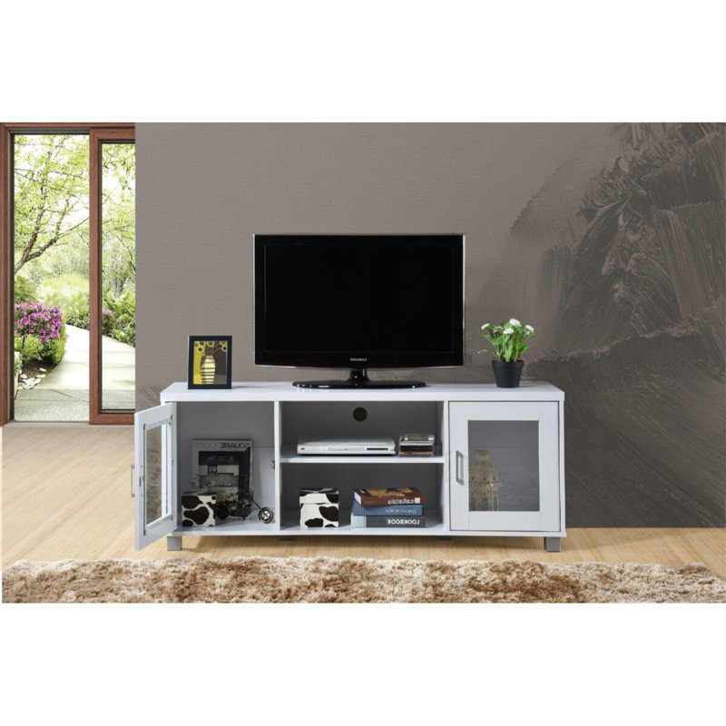 Meuble télé pour téléviseur de 60 po ou moins Aimiejit, Blanc