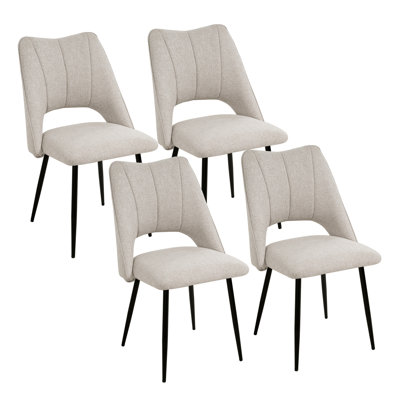 4-Chair Set Combination, Modern And Simple, With High Resilience Filling, Metal Legs, Adjustable Feet, Suitable For Kitchens And Dining Rooms