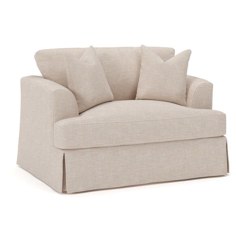 Lucia Slipcovered Chair and a Half, Lena Sand Performance Linen Blend