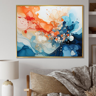 «Orange and Teal Essence Ink», reproduction d'art sur toile abstraite