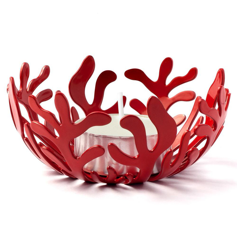 Mediterraneo Stainless Steel Tealight Holder, Red