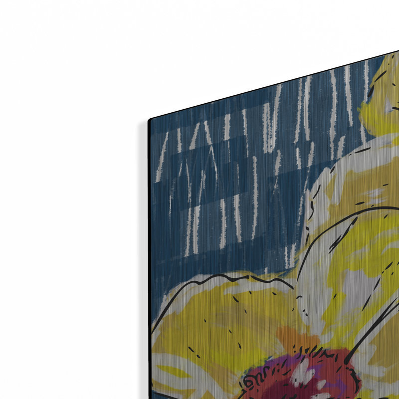 «Yellow Poppies On Blue» par Linda Woods, H 24 po x l 24 po
