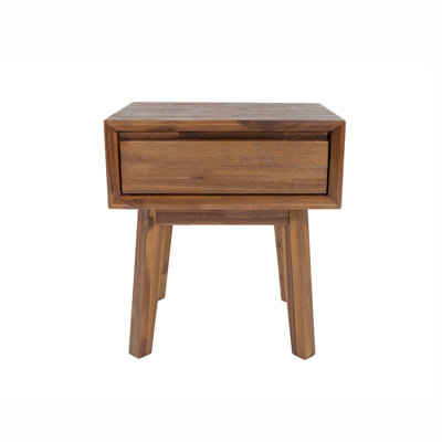 Ezechias 1-Drawer Acacia Nightstand
