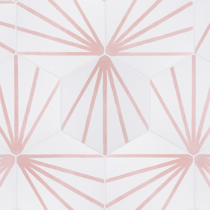 Horizon Dawn Hex 7-3/4" x 9" Porcelain Floor and Wall Tile, Rosa