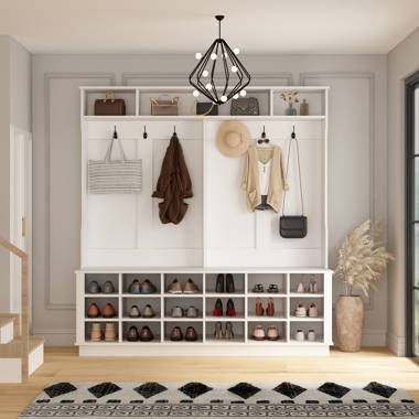 closet shelving ideas with bench