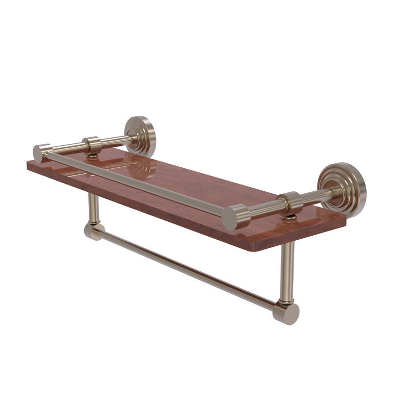 Beresford Bracket Shelf with Towel Bar, Antique Pewter, 5" H x 16" W x 5" D