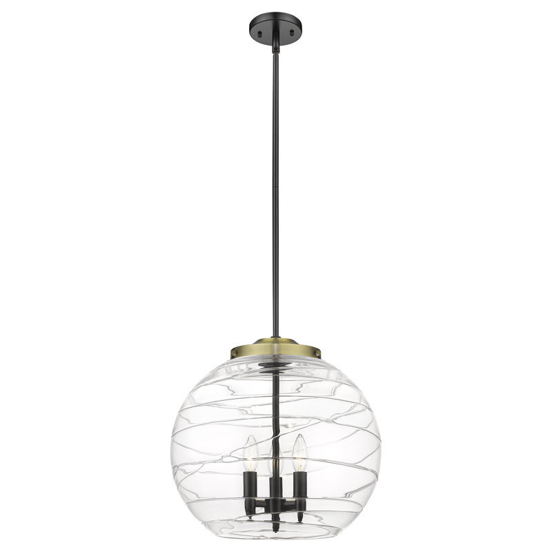 Luminaire suspendu sphérique 1 lumière Cindi, H 17,13 po x l 15,75 po x P 15,75 po, Laiton antique noir