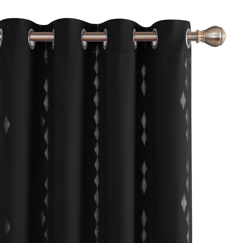 Bedolla Room Darkening Curtain Pair, Black, 51" W x 62"L