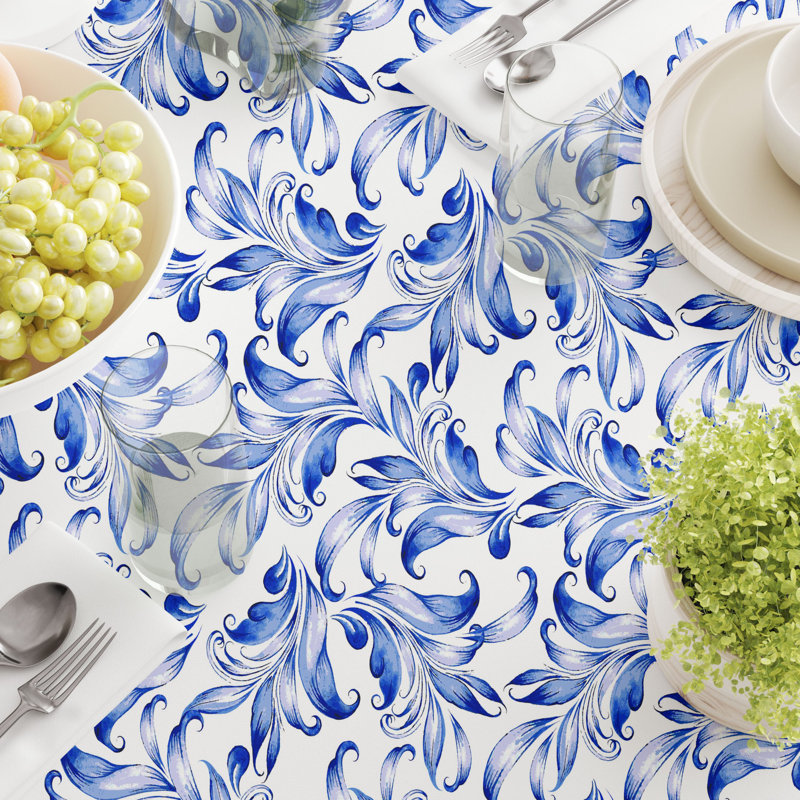 Eckeru Leaves Round Tablecloth, 84" x 84"