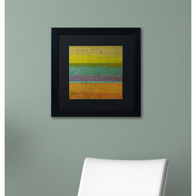 " Chartreuse Line " by Michelle Calkins, 16" H x 16" W x 0.5" D, Black