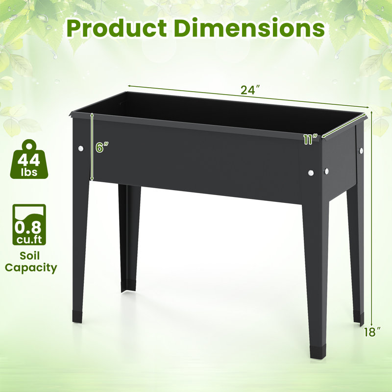 Nasiar Metal Elevated Planter, 18" H x 24" W x 11" D