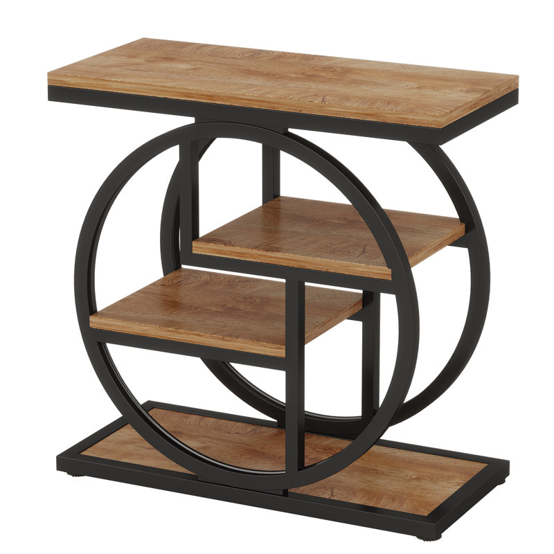 Table de bout à 4 niveaux en bois et métal (ensemble de 2), Plateau noir / structure noire