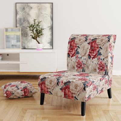 Fauteuil de chambre rembourré rose et blanc avec dentelle romantique Whispers Flowers IV