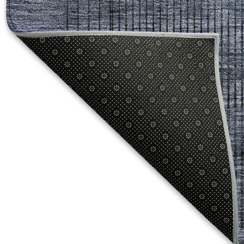 Premium Machine Washable Prisco Navy Rug, Rectangle 1'8" x 2'6"