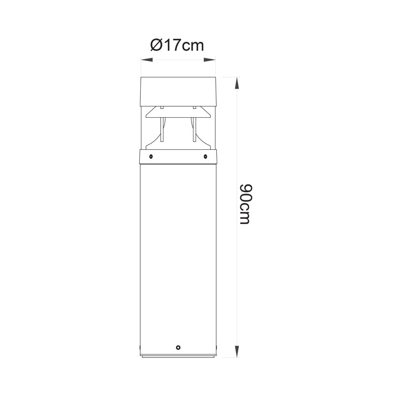 Zana Outdoor Bollard Hardwired Bollards, Textured Black Paint and Clear PC