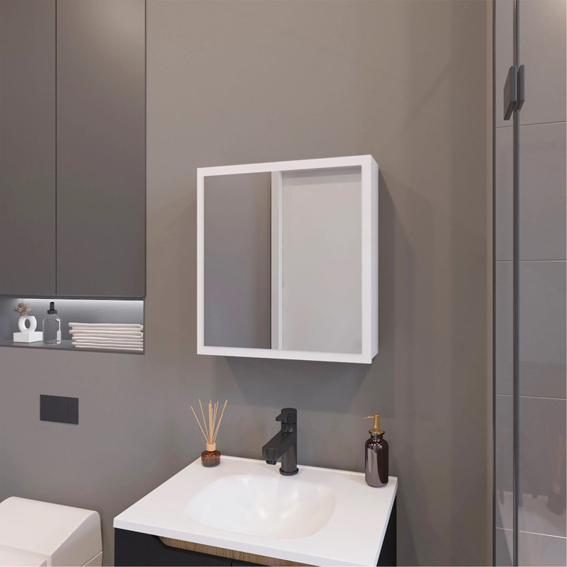 Medicine Cabinet With Included Mirror And 1 Door, White