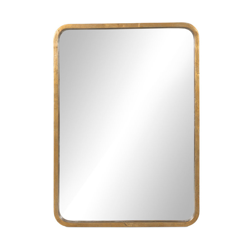 Glenstone Rectangle Wall Mirror, Raw Antique Brass