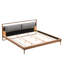 Très grand lit, brun et gris, similicuir, veilleuses, coussin ergonomique confortable, structure en bois d'ingénierie, aucun sommier requis, lattes à haute densité, panneau en cuir brun et gris d'une capacité de 800 livres-121077176