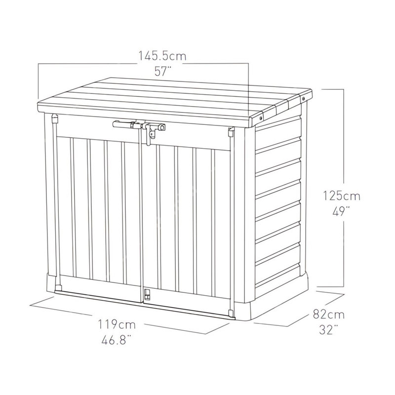 Keter Store It Out MAX 4.8x2.7 ft. Durable Resin Outdoor Storage Shed With Floor and Double Doors for Garden Patio Furniture and Tools, Brown