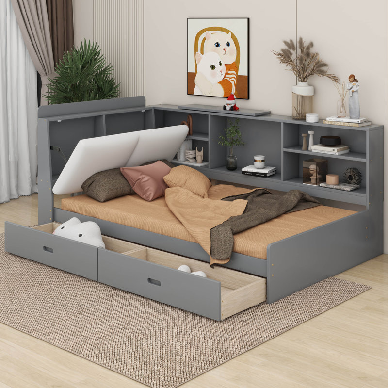 Lit de jour simple Richella, Gris