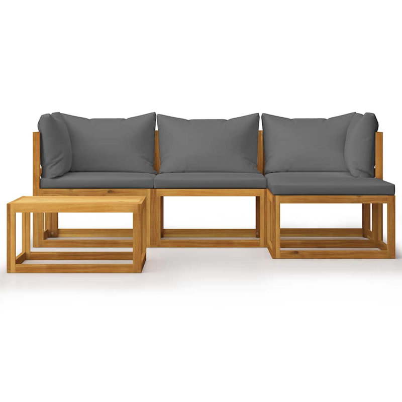Ensemble de salon de jardin en bois naturel 5 pièces