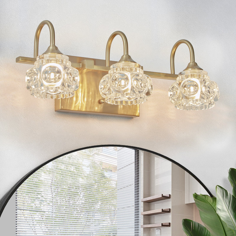 Éclairage de meuble-lavabo rétro 3 lumières, Doré