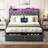 Queen Bed Frame with Headboard, Upholstered Bed with 2 Storage Drawers, Built-in USB Charging Station & LED Lights, Platform Bedframe with Metal Slats, Grey-1678358870