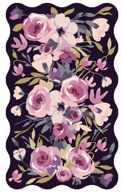 Violet Roses Rug, Rectangle 3' x 5'