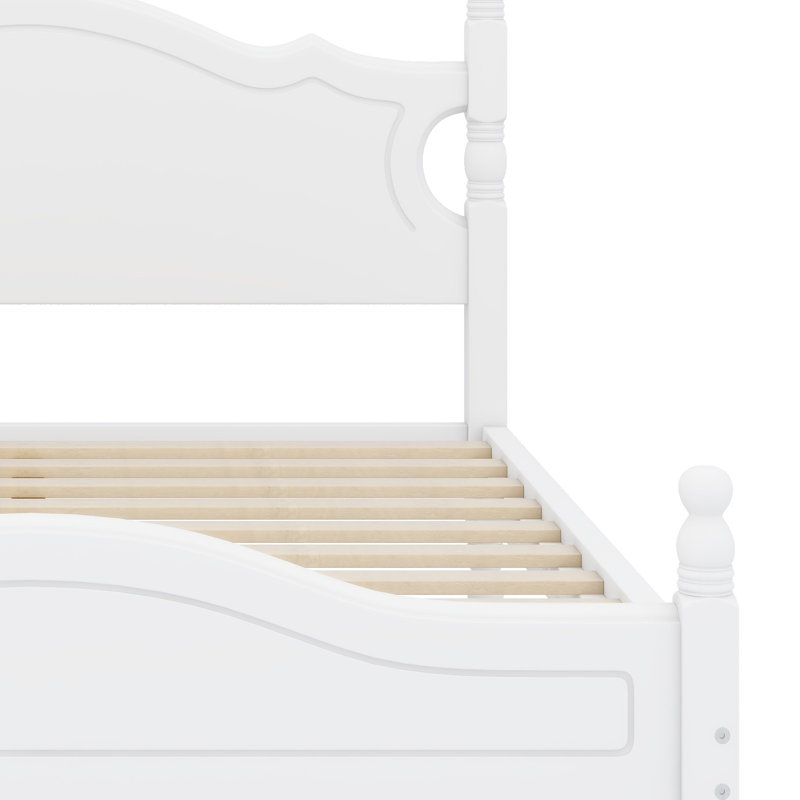 Base de lit plateforme en bois, Blanc